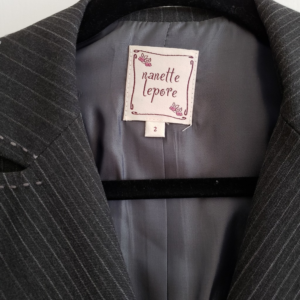 Nanette Lepore Gray Pinstripe jacket - Picture 3 of 5